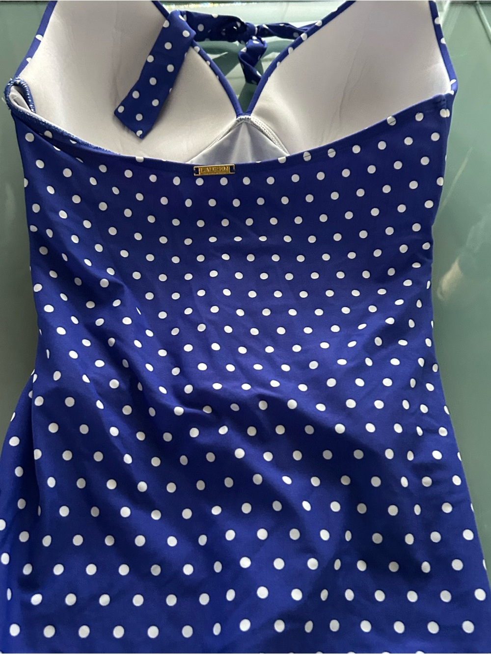 Lauren Ralph Lauren Retro Polka Dot One Piece Swimsuit Size 14 New Gold Label - Picture 6 of 12